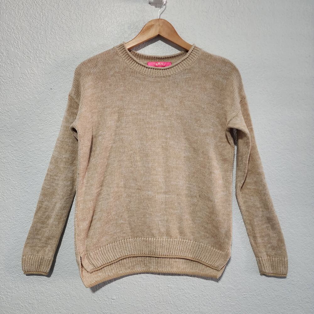 Lilly Pulitzer Beige Tank Loose Knit Crewneck Pullover Sweater Cotton Small